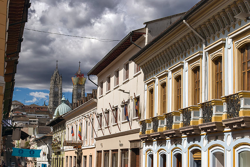 colonial buildings in downtown Quito, Ecuador