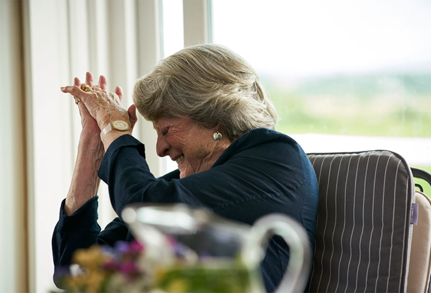 Dame Maggie Smith in an amusing moment in 'Tea With Dames'