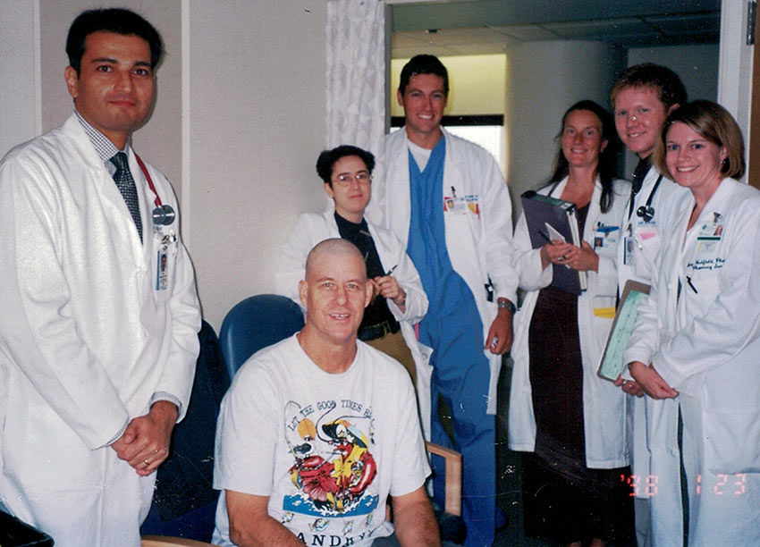 the author and hospital staff during his leukemia treatment