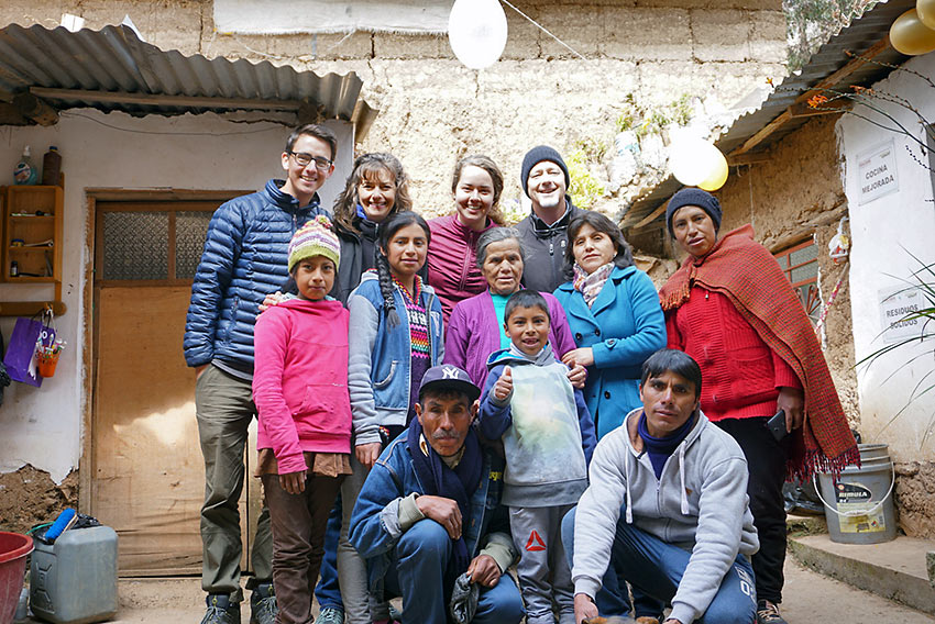 the author's family and host family in Peru
