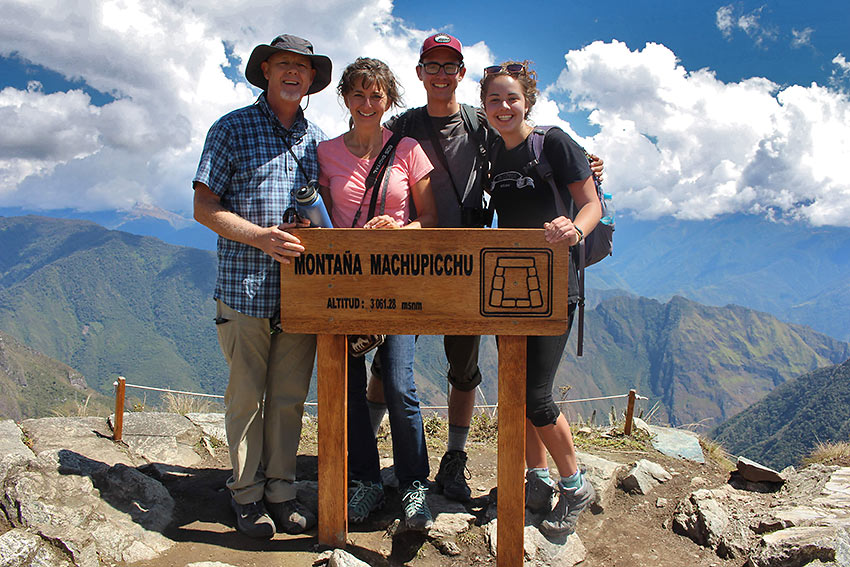 the author and his family at the Montaña Machu Picchu marker