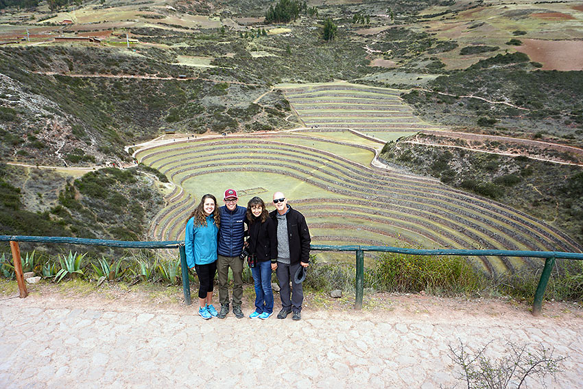 the author's family at the experimental agricultural terraces of Moray