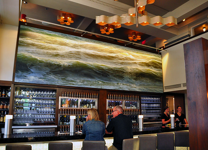the first ArtPrize winner, 'Open Water No. 24,' at the bar at Reserve Wine & Food in downtown Grand Rapids