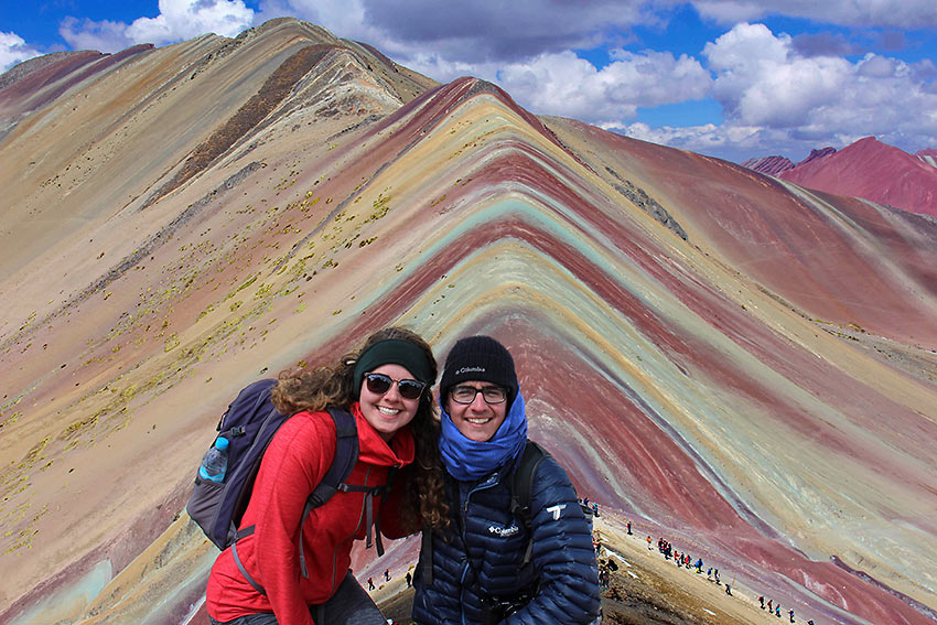 the author and his sister on their way up the Rainbow Mountain