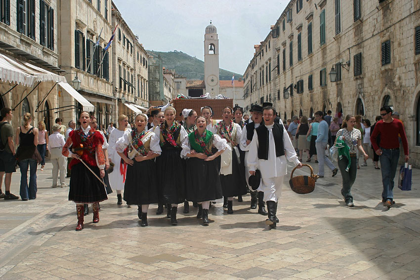 locals walking on a street at Old Town, Dubrovnik