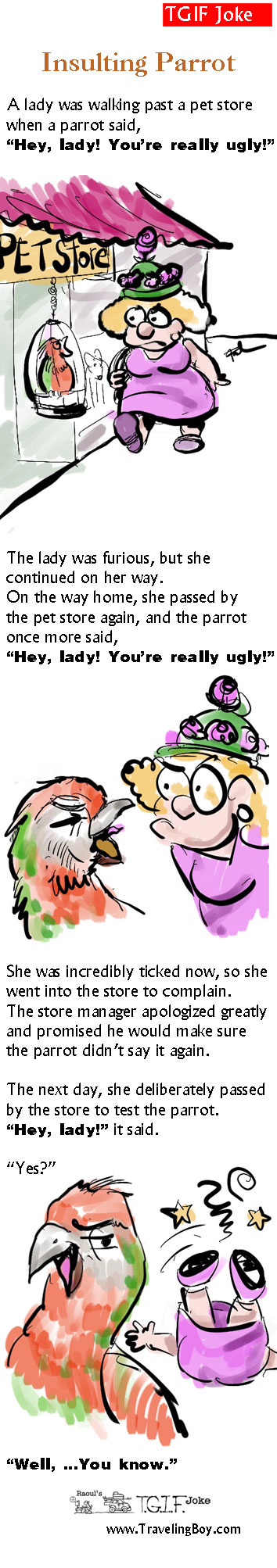 Insulting Parrot cartoon