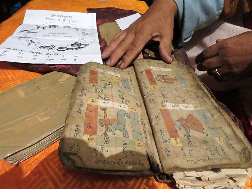 paraphernalia of a Bhutan astrologer