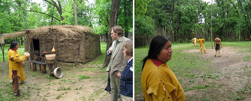 Cherokee docents in period costume demonstrate what life was once like at the historic Cherokee Village