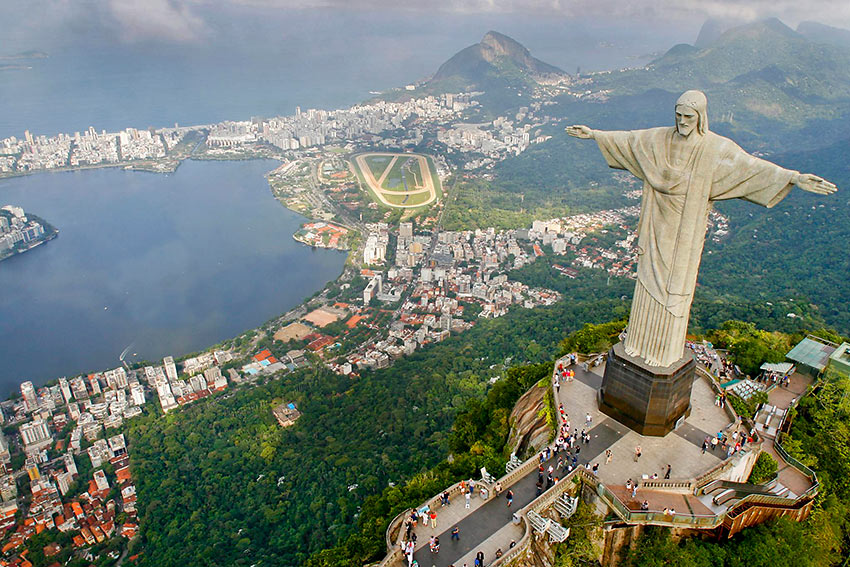Christ the Redeemer statue over the Guanabara Bay, Rio de Janeiro
