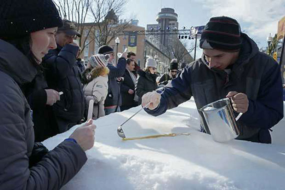 maple taffy: signature Quebec Carnival snack