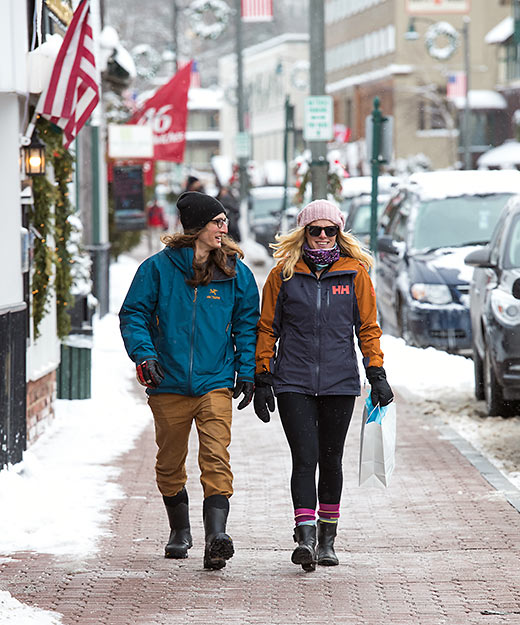 strolling at Lake Placid in winter