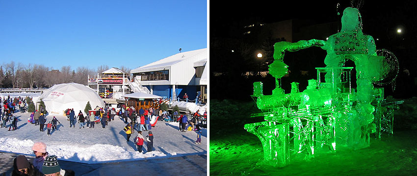 Winterlude ice train and Winterlude Dows lake skating, Ottawa, Canada