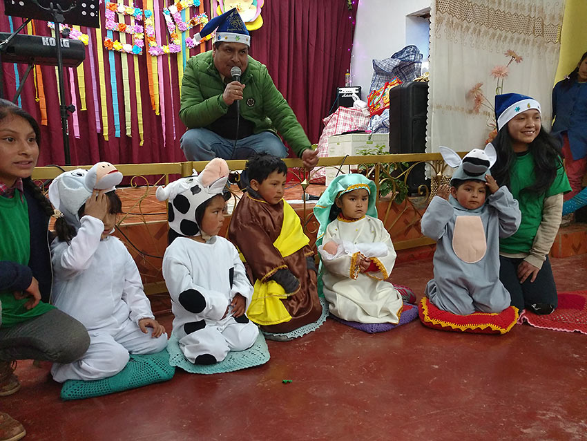 kids at a Christmas party in a local church, Peru