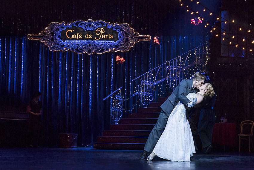 Andrew Monaghan as Harry, the RAF pilot and Ashley Shaw as Cinderella, fall in love at the Ball