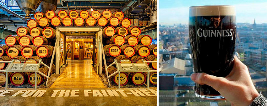 Guinness Storehouse and glass of Guinness beer, Dublin