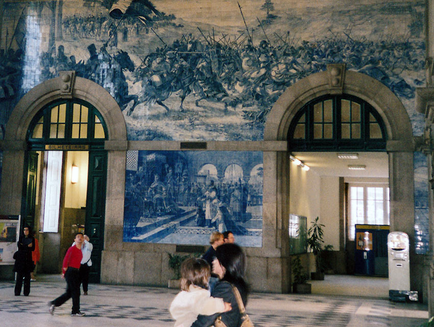 artwork inside the Porto Railway Station, Portugal