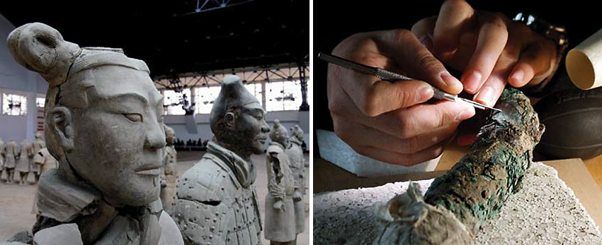 restoration of terracotta warriors, Xi'an, China
