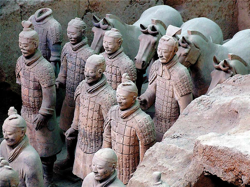 terracotta warriors at an excavation, Xi'an, central China