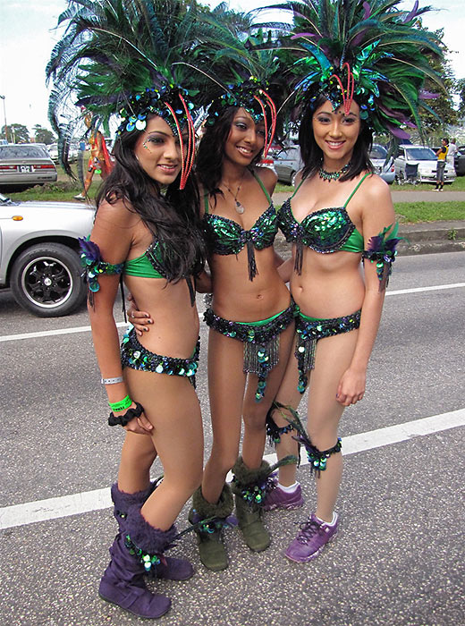 young women in festival attire, Trinidad and Tobago