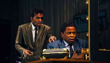 Daniel J. Watts as Sammy Davis Jr. and Dule Hill as Nat 'King' Cole in a highly dramatic moment in Cole's dressing room