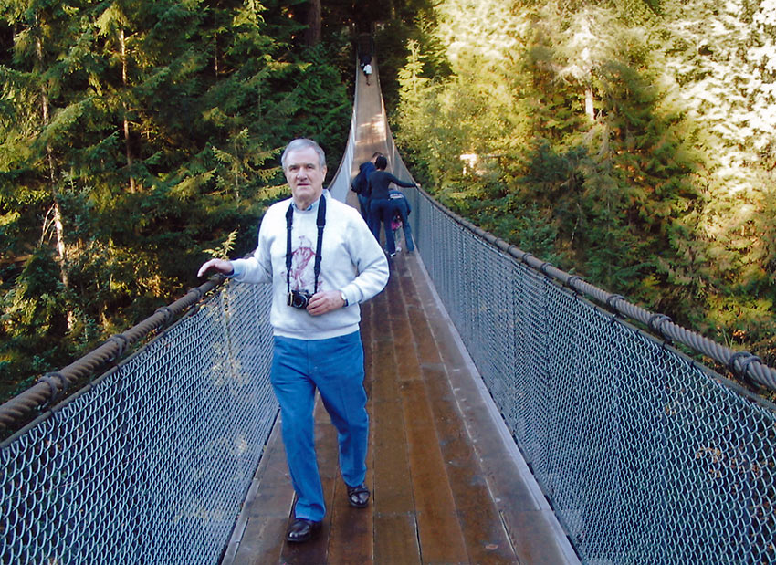 the writer at Capilano Bridge