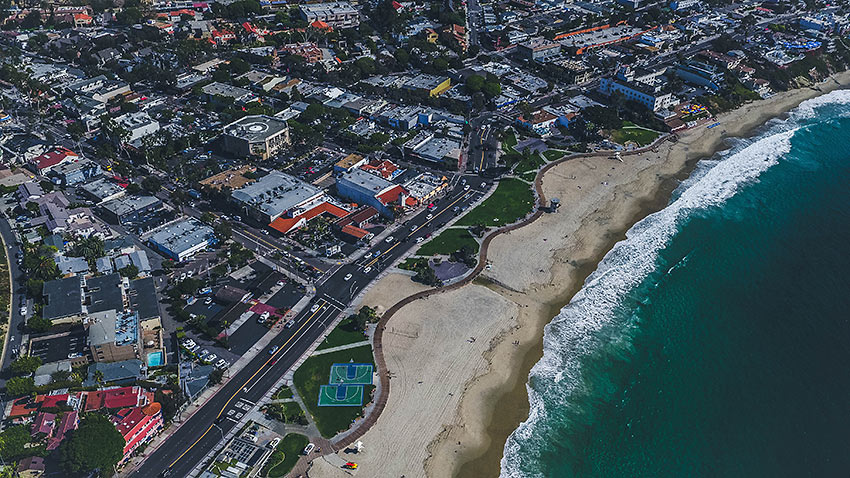 aerial view of establishments on Laguna Beach