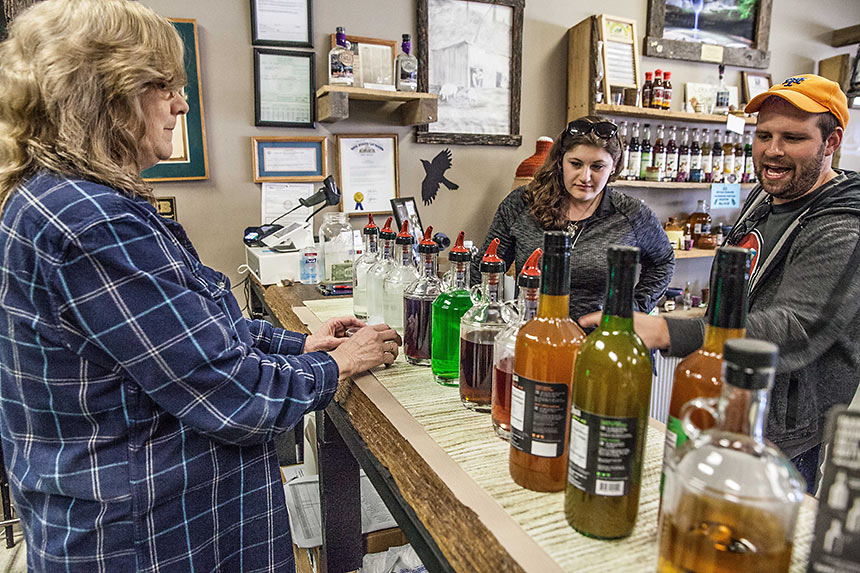 tasting real corn liquor at the Moonshine