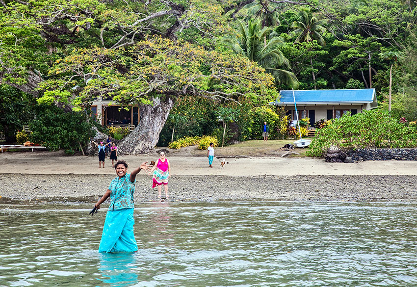 welcoming guests at Sau Bay Resort, Vanu levu, Fiji