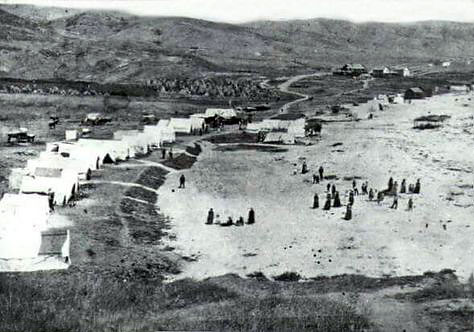 tents on the beach, Laguna Beach, circa late 1800s