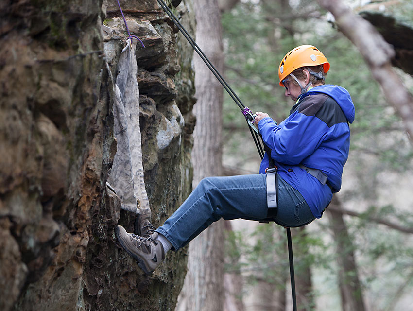 the author walking down the wall with High Rock Adventures