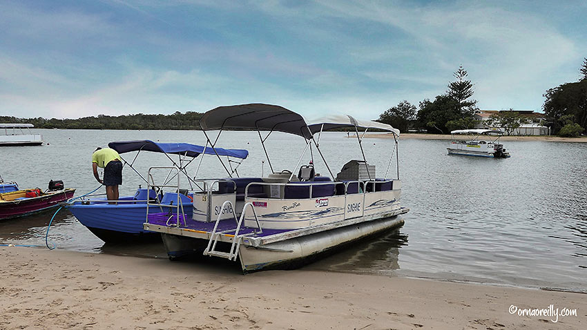six-person pontoon boat from Swan Boat Hire, Maroochydore