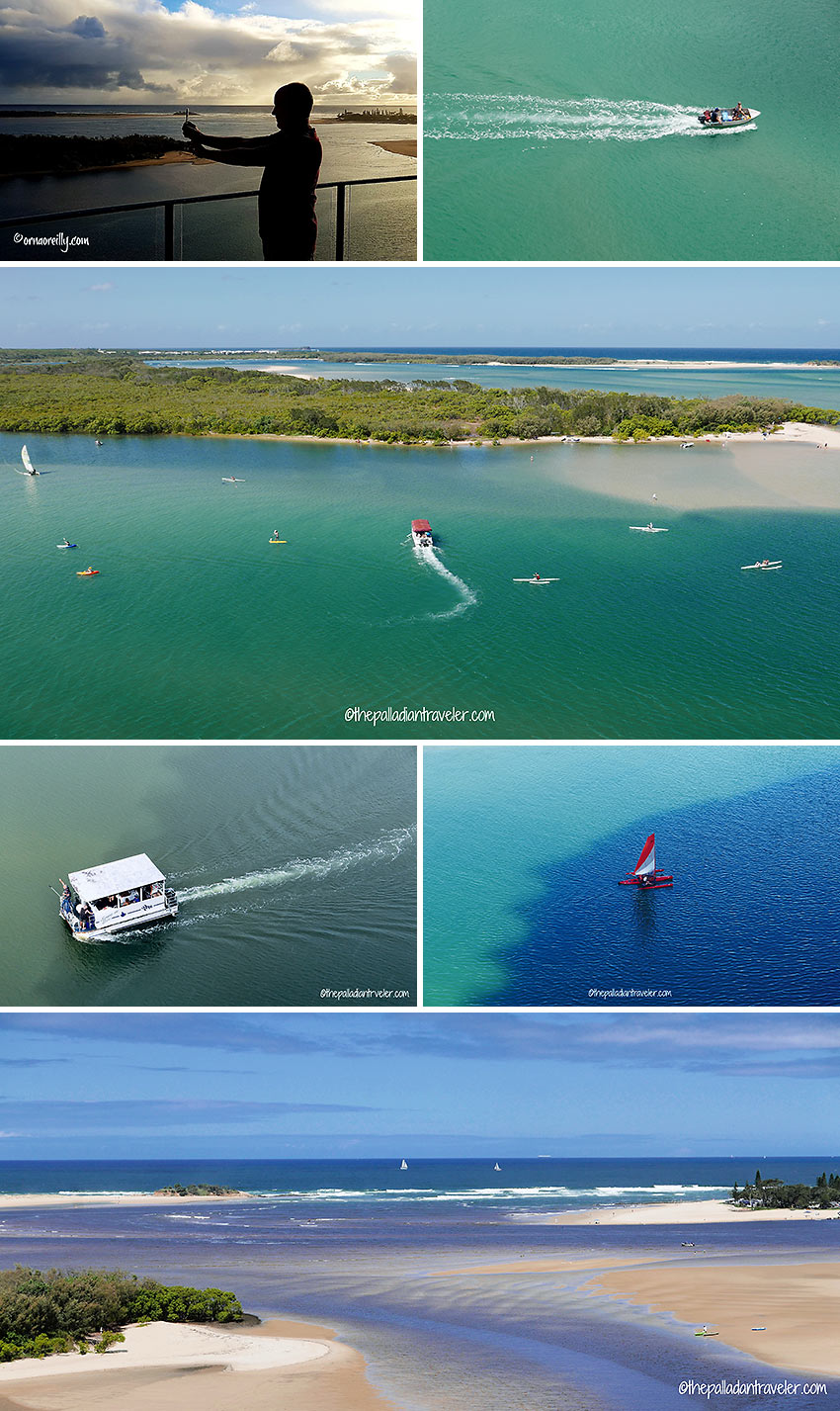boats at the junction of the Maroochy River and the Coral Sea