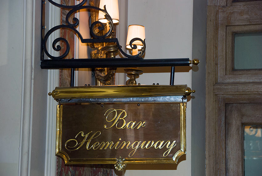 signage at the Bar Hemingway, Ritz Hotel on rue Cambon