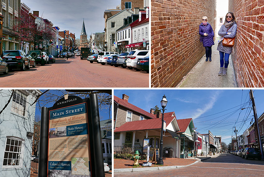 narrow, brick-paved streets at Annapolis