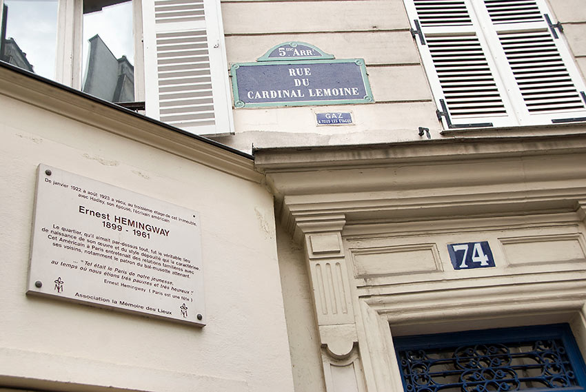 Hemingway's first apartment on 74 rue du Cardinal Lemoine, Left Bank of Paris