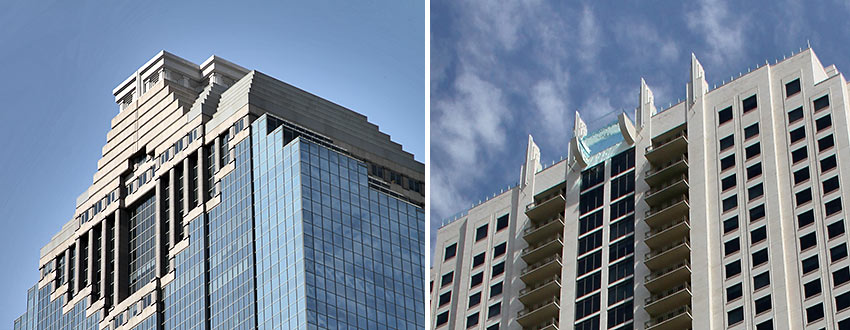 top of the Heritage Plaza Tower and Market Square Tower