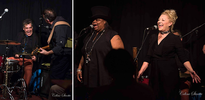 drummer Ray Grappone, Alexis Suter and Vicki Bell performing