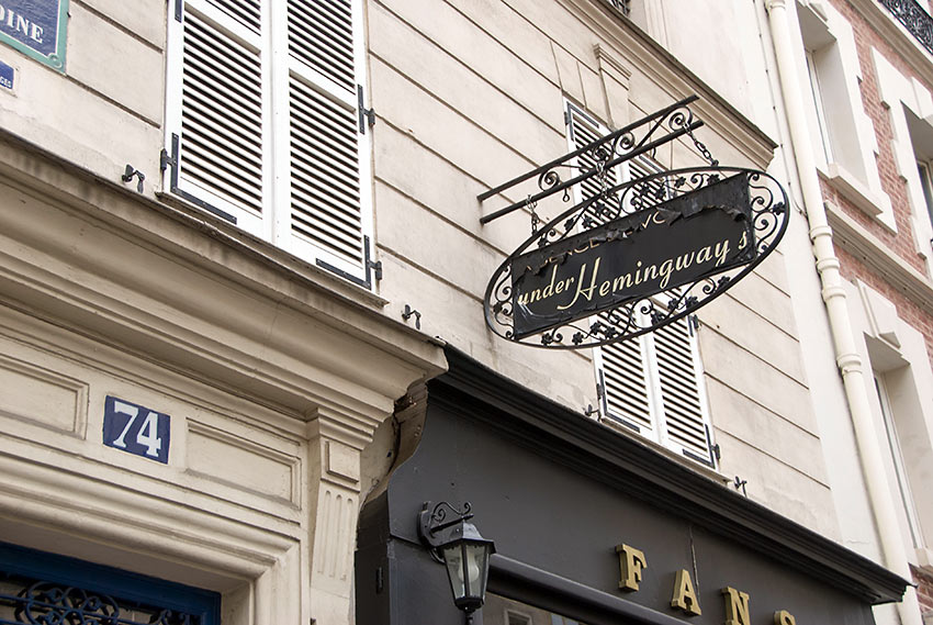 the first apartment of the Hemingways at 74 rue du Cardinal Lemoine showing the Under Hemingway's clothing store on the ground floor