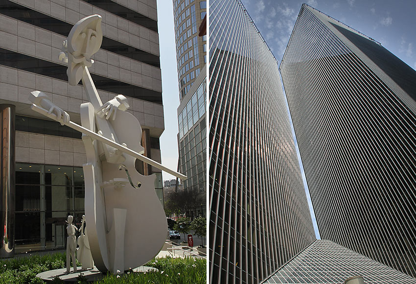 Sculptor David Adickes' Virtuoso and Pennzoil Place’s two 36-story towers