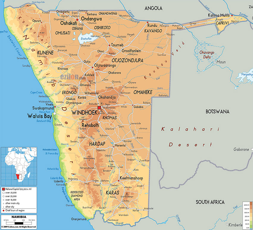 map of Namibia