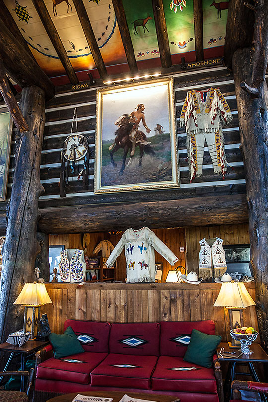 paintings and North American native artifacts on display at Cloud Camp