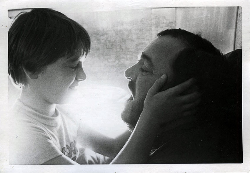 Luciano Pavarotti and son