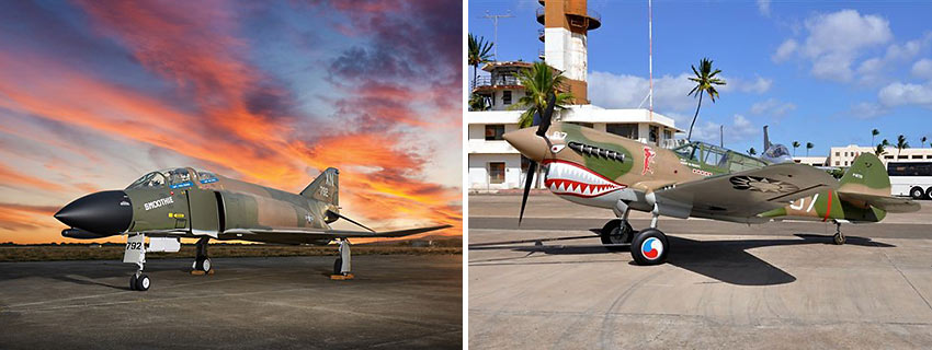 plane exhibits at Pearl Harbor Aviation Museum