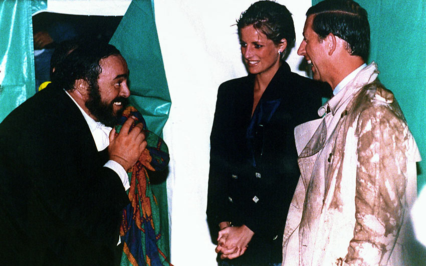 Pavarotti with Princess Diana and her husband Charles