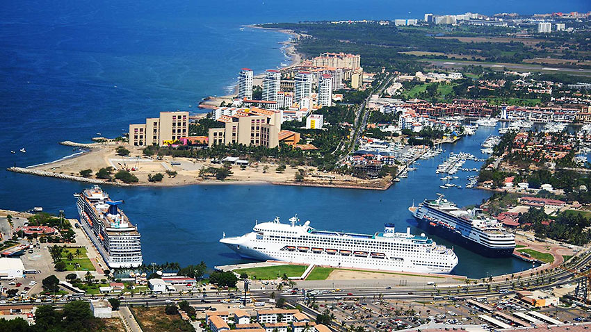 an array of cruise ships at Puerto Vallarta