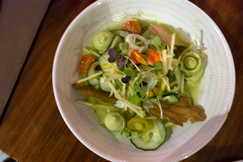 A Cucumber Salad created by Sous Chef, Lionel Goitia