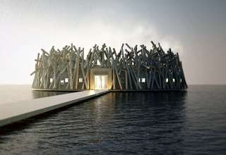 artist's impression of the Arctic Bath floating hotel and spa