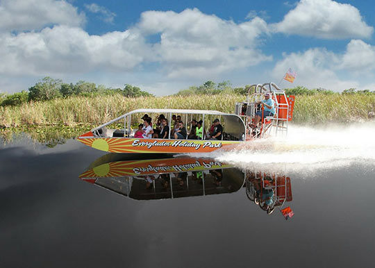 boat touring the Everglades