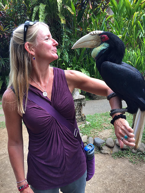 Beth Whitman with hornbill