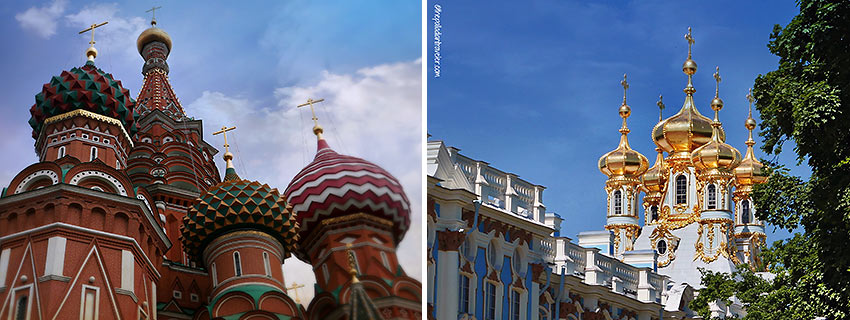 cathedrals at Moscow and St. Petersburg